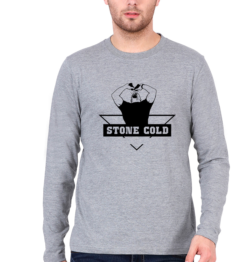 Stone Cold Steve Austin (WWE) Full Sleeves T-Shirt for Men-Grey Melange-Ektarfa.online