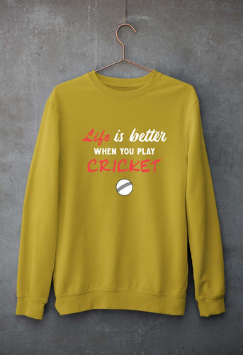 Play Cricket Unisex Sweatshirt for Men/Women-Mustard Yellow-Ektarfa.online