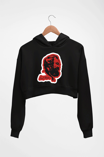 Karl Marx Crop HOODIE FOR WOMEN-Black-Ektarfa.online