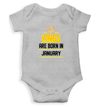 Load image into Gallery viewer, Kings Are Born In January Kids Romper For Baby Boy/Girl-0-5 Months(18 Inches)-Grey-Ektarfa.online
