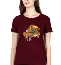 Load image into Gallery viewer, Piano T-Shirt for Women-Maroon-Ektarfa.online
