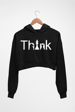 Load image into Gallery viewer, Chess Think Crop HOODIE FOR WOMEN-Black-Ektarfa.online
