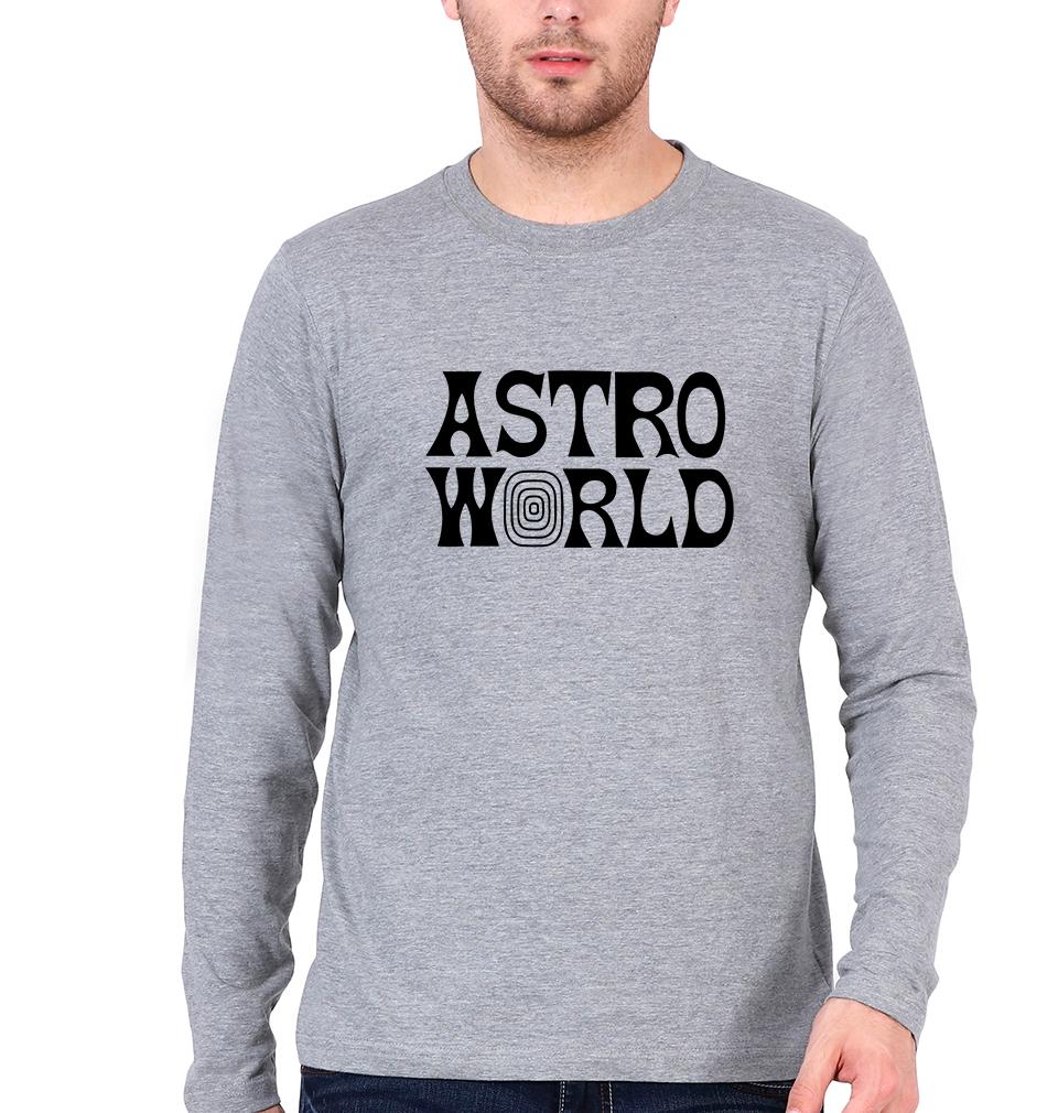 Astroworld Travis Scott Full Sleeves T-Shirt for Men-Grey Melange-Ektarfa.online