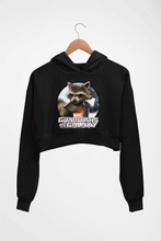 Load image into Gallery viewer, Rocket Raccoon Crop HOODIE FOR WOMEN-Black-Ektarfa.online

