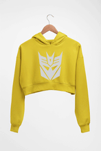 Load image into Gallery viewer, Decepticon Transformers Crop HOODIE FOR WOMEN-Mustard Yellow-Ektarfa.online
