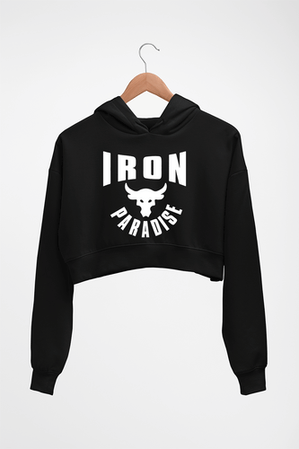 Iron Paradise Crop HOODIE FOR WOMEN-Black-Ektarfa.online