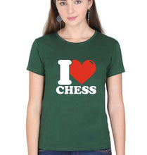 Load image into Gallery viewer, I Love Chess T-Shirt for Women-Dark Green-Ektarfa.online
