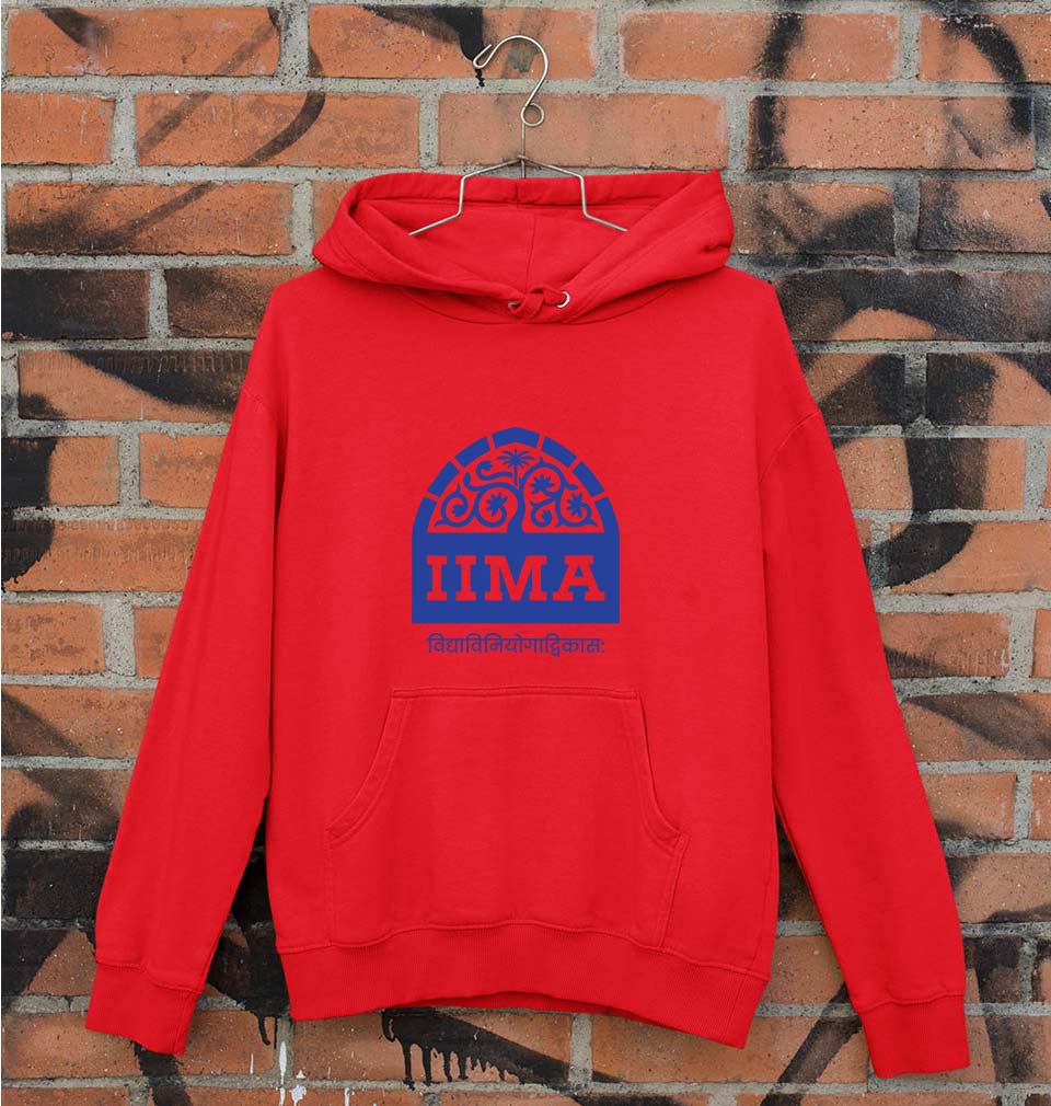 IIMA Ahmedabad Unisex Hoodie for Men/Women-Red-Ektarfa.online