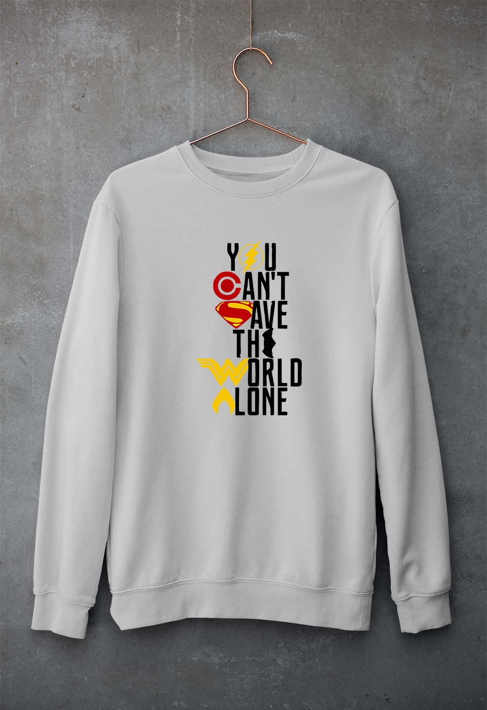 You Can't Save The World Alone Justice League Unisex Sweatshirt for Men/Women-Grey Melange-Ektarfa.online