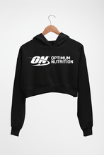 Load image into Gallery viewer, optimum nutrition (ON) Crop HOODIE FOR WOMEN-Black-Ektarfa.online
