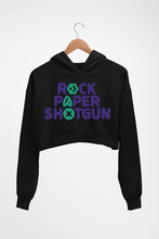 Load image into Gallery viewer, Rock Paper Shotgun Crop HOODIE FOR WOMEN-Black-Ektarfa.online
