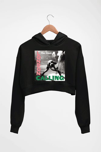 London Calling Crop HOODIE FOR WOMEN-Black-Ektarfa.online