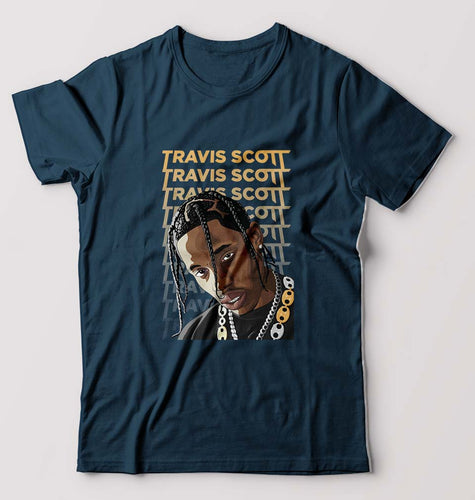 Travis Scott T-Shirt for Men-S(38 Inches)-Petrol Blue-Ektarfa.online
