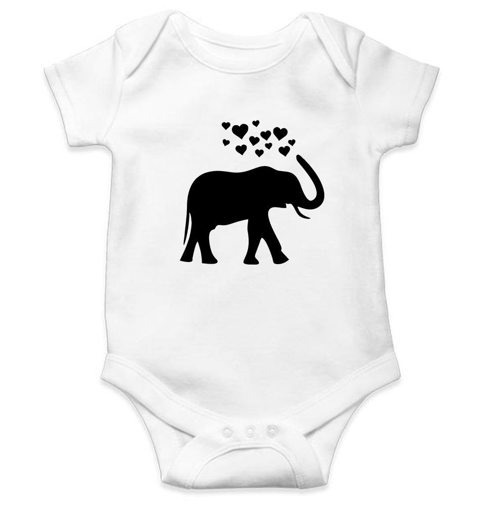 Elephant Hearts Kids Romper For Baby Boy/Girl-0-5 Months(18 Inches)-White-Ektarfa.online