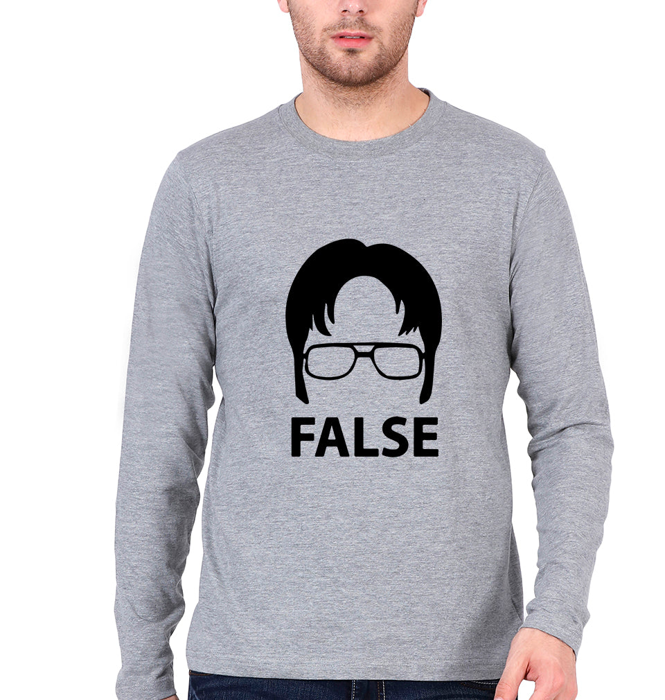 Dwight Schrute Full Sleeves T-Shirt for Men-Grey Melange-Ektarfa.online
