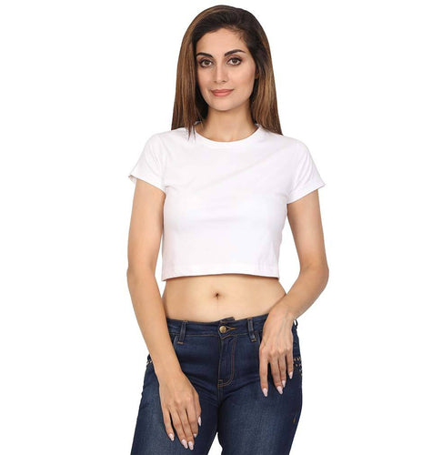 Plain White Crop Top for Women-ektarfa.com