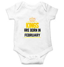 Load image into Gallery viewer, Kings Are Born In February Kids Romper For Baby Boy/Girl-0-5 Months(18 Inches)-White-Ektarfa.online
