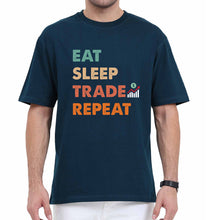 Load image into Gallery viewer, Share Market(Stock Market) Oversized T-Shirt for Men-Petrol Blue-Ektarfa.online
