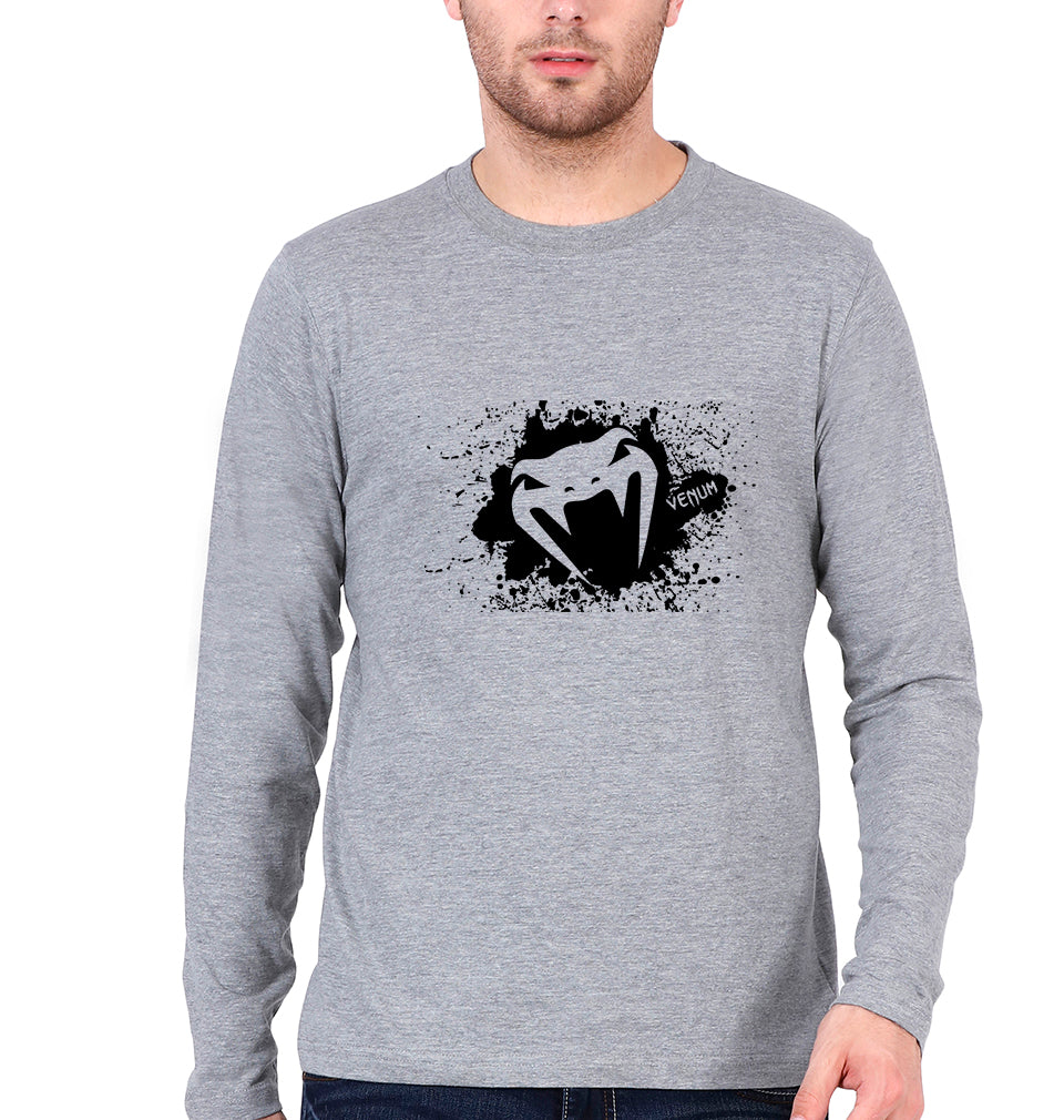 UFC Venum Full Sleeves T-Shirt for Men-Grey Melange-Ektarfa.online
