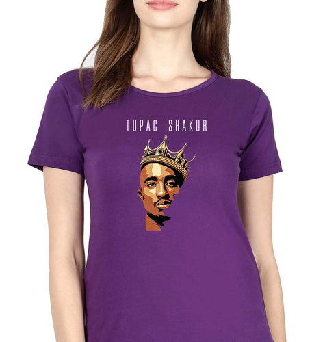 2Pac Tupac T-Shirt for Women-Purple-Ektarfa.online