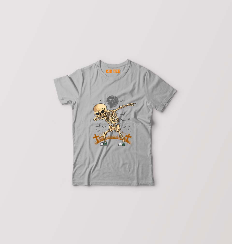 Dab Skull Kids T-Shirt for Boy/Girl-Grey-Ektarfa.online