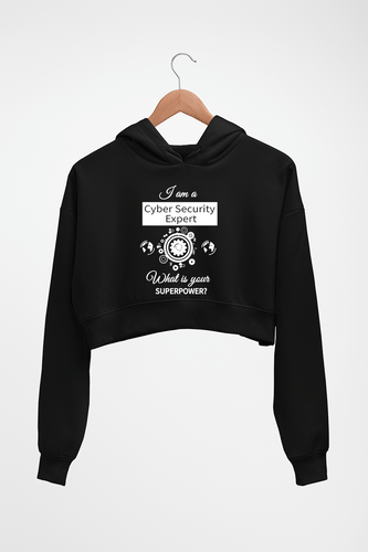 Cyber Security Crop HOODIE FOR WOMEN-Black-Ektarfa.online