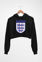 Load image into Gallery viewer, England Football Crop HOODIE FOR WOMEN-Black-Ektarfa.online
