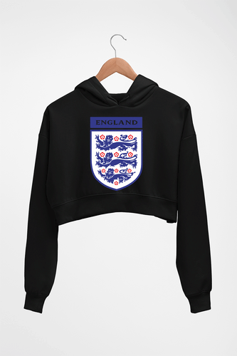 England Football Crop HOODIE FOR WOMEN-Black-Ektarfa.online