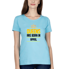 Load image into Gallery viewer, Queens Are Born In April T-Shirt for Women-Light Blue-Ektarfa.online
