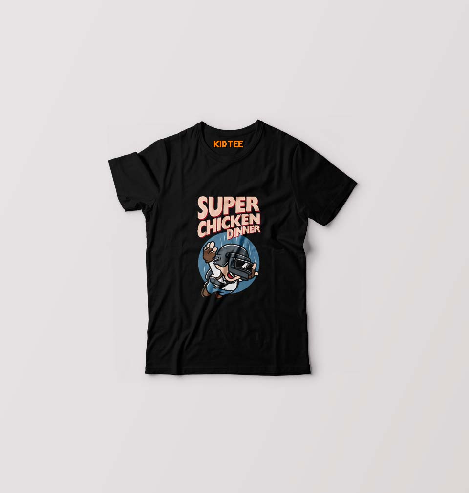 PUBG Super Chicken Dinner Kids T-Shirt for Boy/Girl-Black-Ektarfa.online