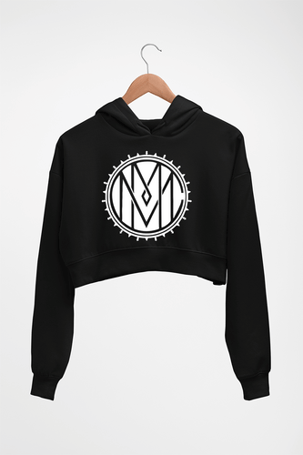 Marilyn Manson Crop HOODIE FOR WOMEN-Black-Ektarfa.online