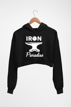 Load image into Gallery viewer, Iron Paradise Crop HOODIE FOR WOMEN-Black-Ektarfa.online
