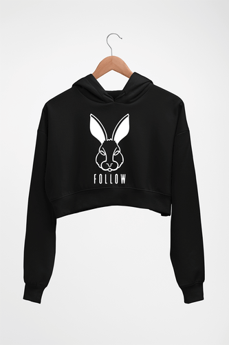 Rabbit Bunny Crop HOODIE FOR WOMEN-Black-Ektarfa.online
