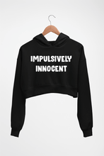 Load image into Gallery viewer, Impulsively Innocent Crop HOODIE FOR WOMEN-Black-Ektarfa.online
