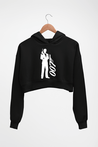 James Bond (007) Crop HOODIE FOR WOMEN-Black-Ektarfa.online