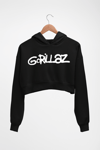 Gorillaz Crop HOODIE FOR WOMEN-Black-Ektarfa.online
