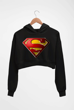Load image into Gallery viewer, Superman Superhero Crop HOODIE FOR WOMEN-Black-Ektarfa.online
