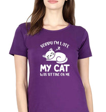 Load image into Gallery viewer, Cat T-Shirt for Women-Purple-Ektarfa.online
