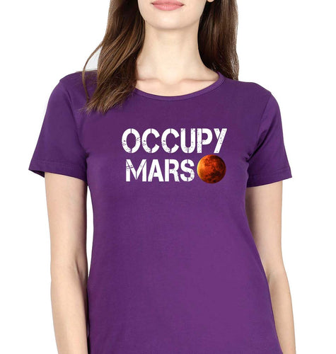 Occupy Mars Elon Musk T-Shirt for Women-Purple-Ektarfa.online