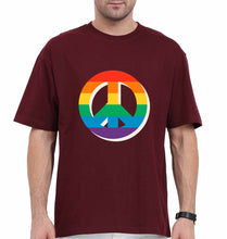 Load image into Gallery viewer, Peace Pride Oversized T-Shirt for Men-Maroon-Ektarfa.online
