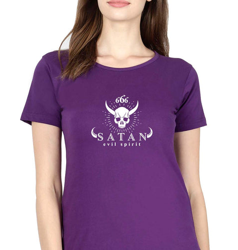 O-Parts Hunter 666 Satan T-Shirt for Women-Purple-Ektarfa.online