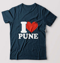 Load image into Gallery viewer, I Love Pune T-Shirt for Men-S(38 Inches)-Petrol Blue-Ektarfa.online
