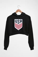 Load image into Gallery viewer, USA Football Crop HOODIE FOR WOMEN-Black-Ektarfa.online
