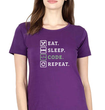 Load image into Gallery viewer, Eat Sleep Code Repeat T-Shirt for Women-Purple-Ektarfa.online
