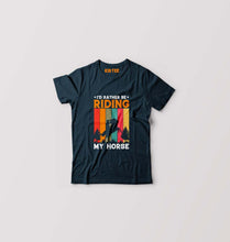 Load image into Gallery viewer, Horse Riding Kids T-Shirt for Boy/Girl-Petrol Blue-Ektarfa.online
