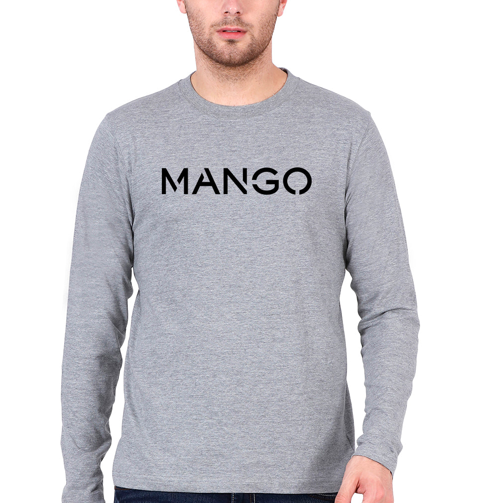 Mango Full Sleeves T-Shirt for Men-Grey Melange-Ektarfa.online