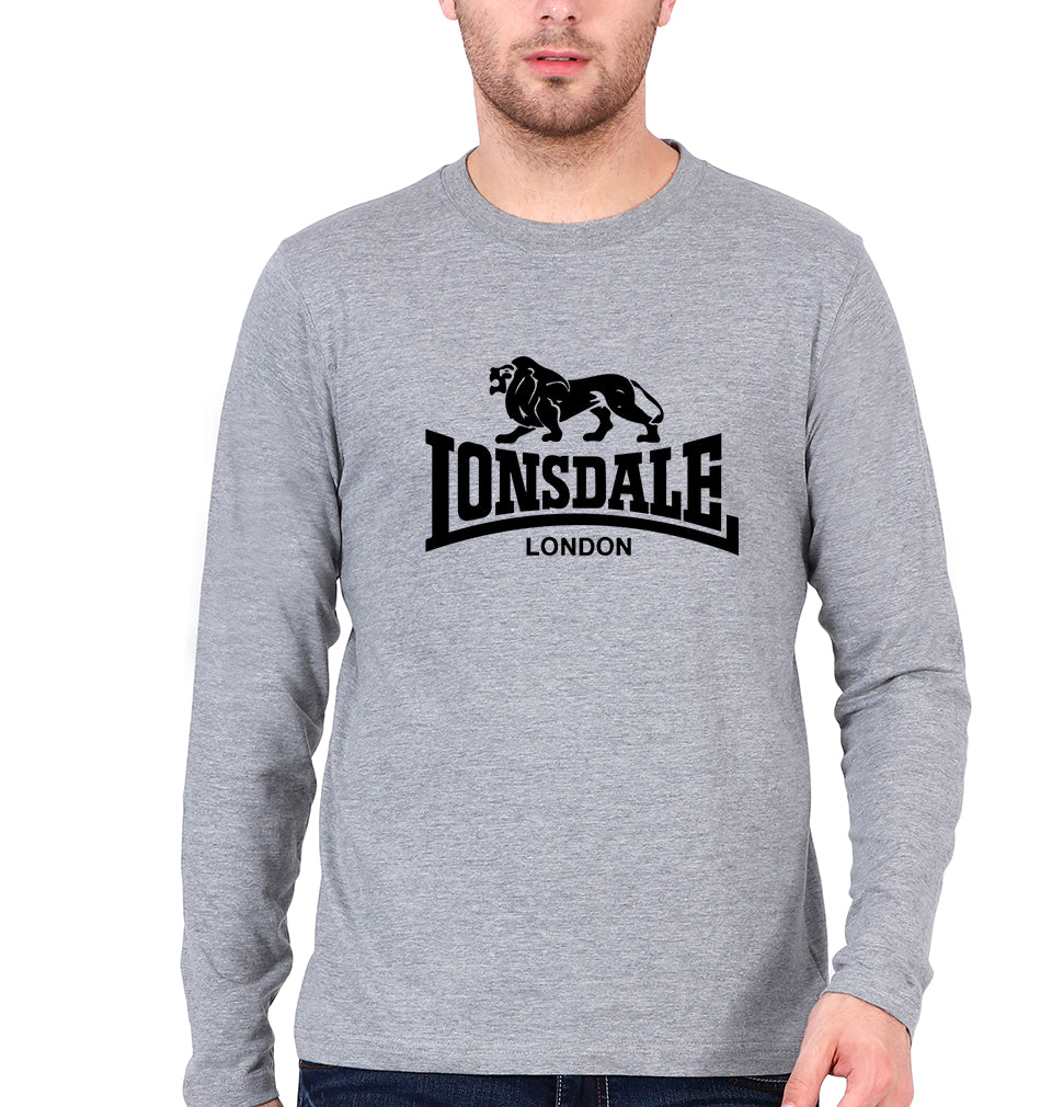 Lonsdale Full Sleeves T-Shirt for Men-Grey Melange-Ektarfa.online