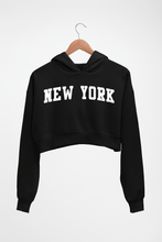 Load image into Gallery viewer, New York Crop HOODIE FOR WOMEN-Black-Ektarfa.online
