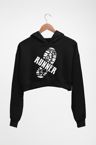 Runner Running Crop HOODIE FOR WOMEN-Black-Ektarfa.online