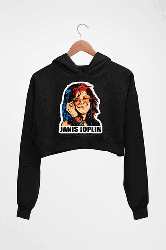 Janis Joplin Crop HOODIE FOR WOMEN-Black-Ektarfa.online